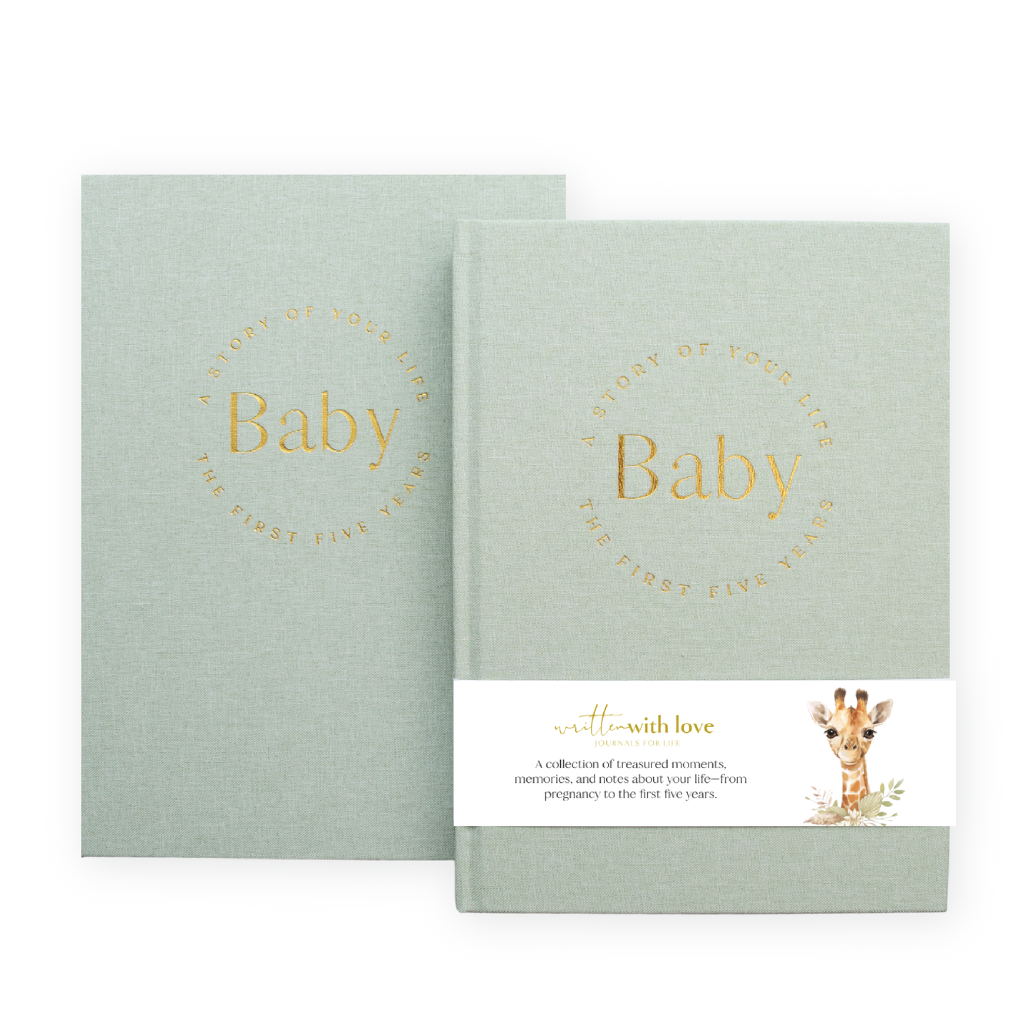 Written With Love - Baby Memory Book - Pregnancy to 5 Years - Sage Green - Boxed