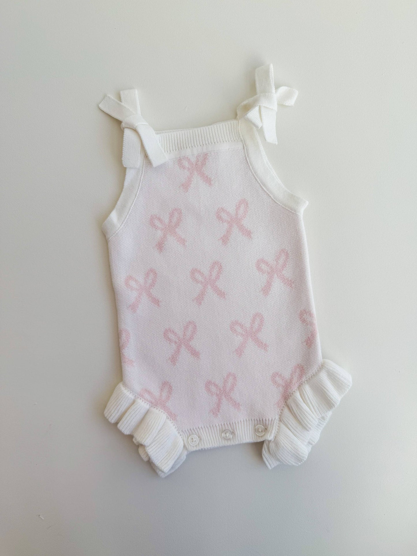 Petite + Co - Summer Bow Frill Romper - Milk