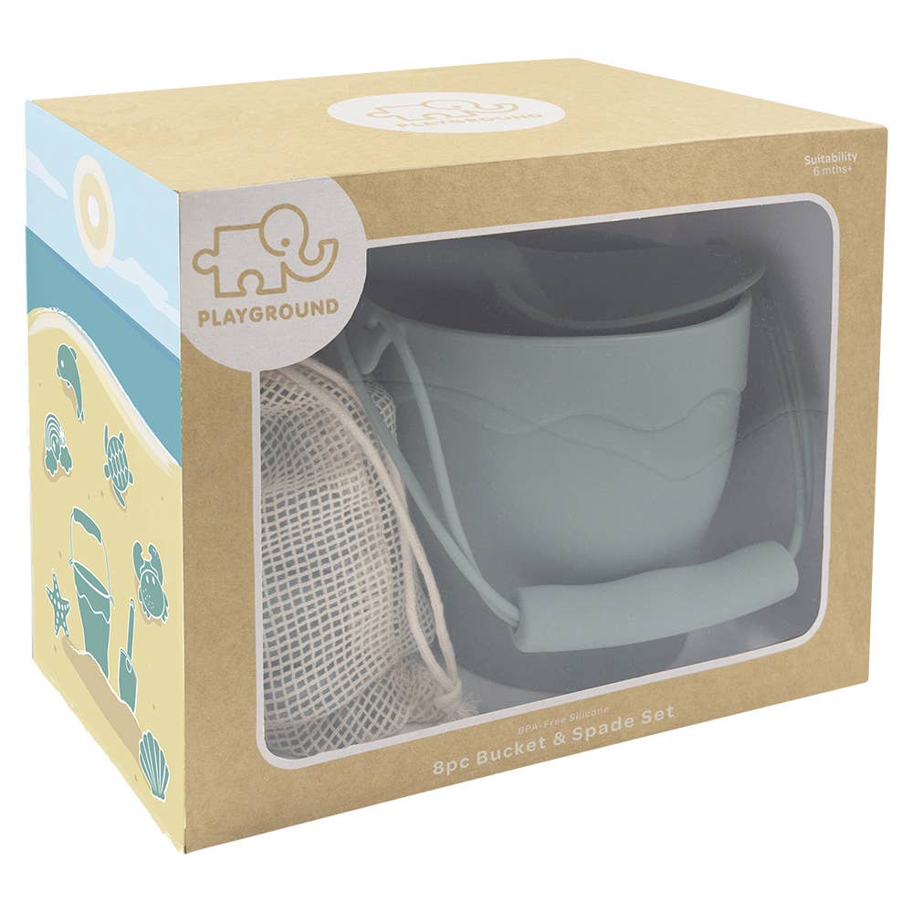 Living Textiles - Silicone 8pc Bucket & Spade Set - Sage