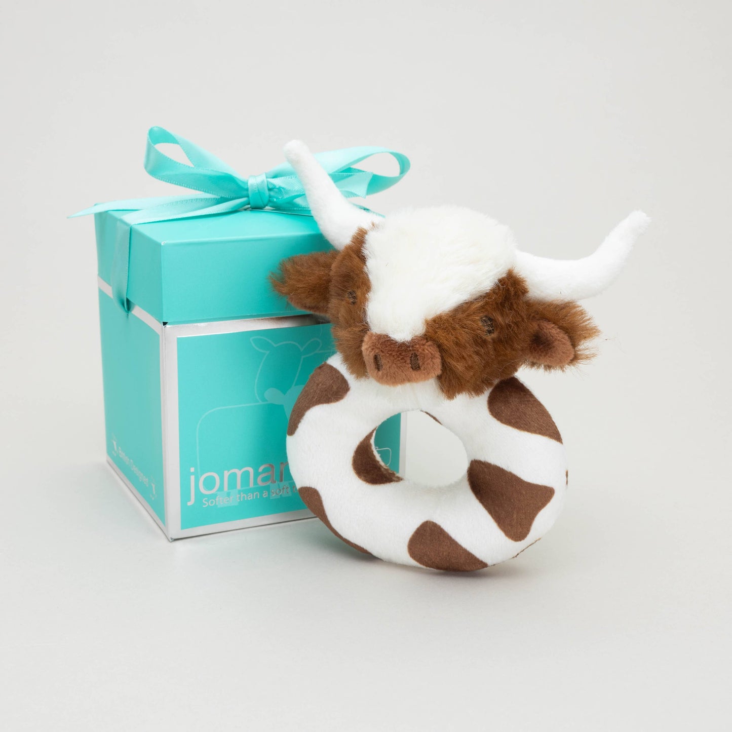 Texas Longhorn Highland Brown Cow Baby Plush Rattle 10cm