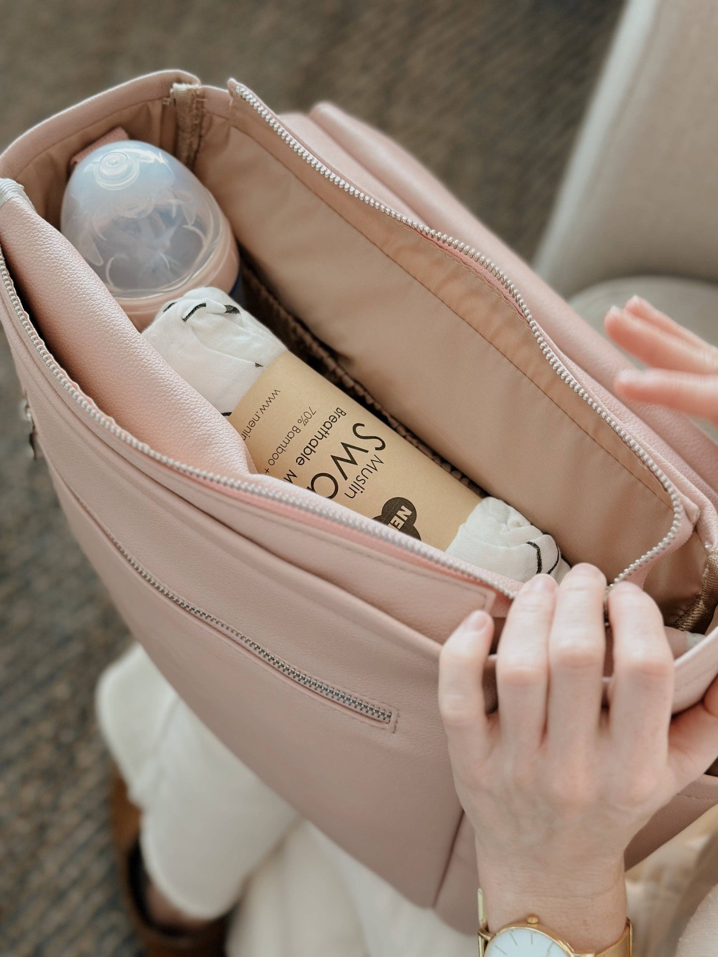 MIREM By Nenina & Co Pale Pink Maternal Bag + Gift Changer