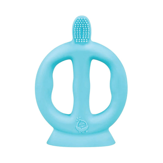 For Baby and Up - Green Sprouts - Learning Toothbrush made from Silicone-Aqua-9/18mo