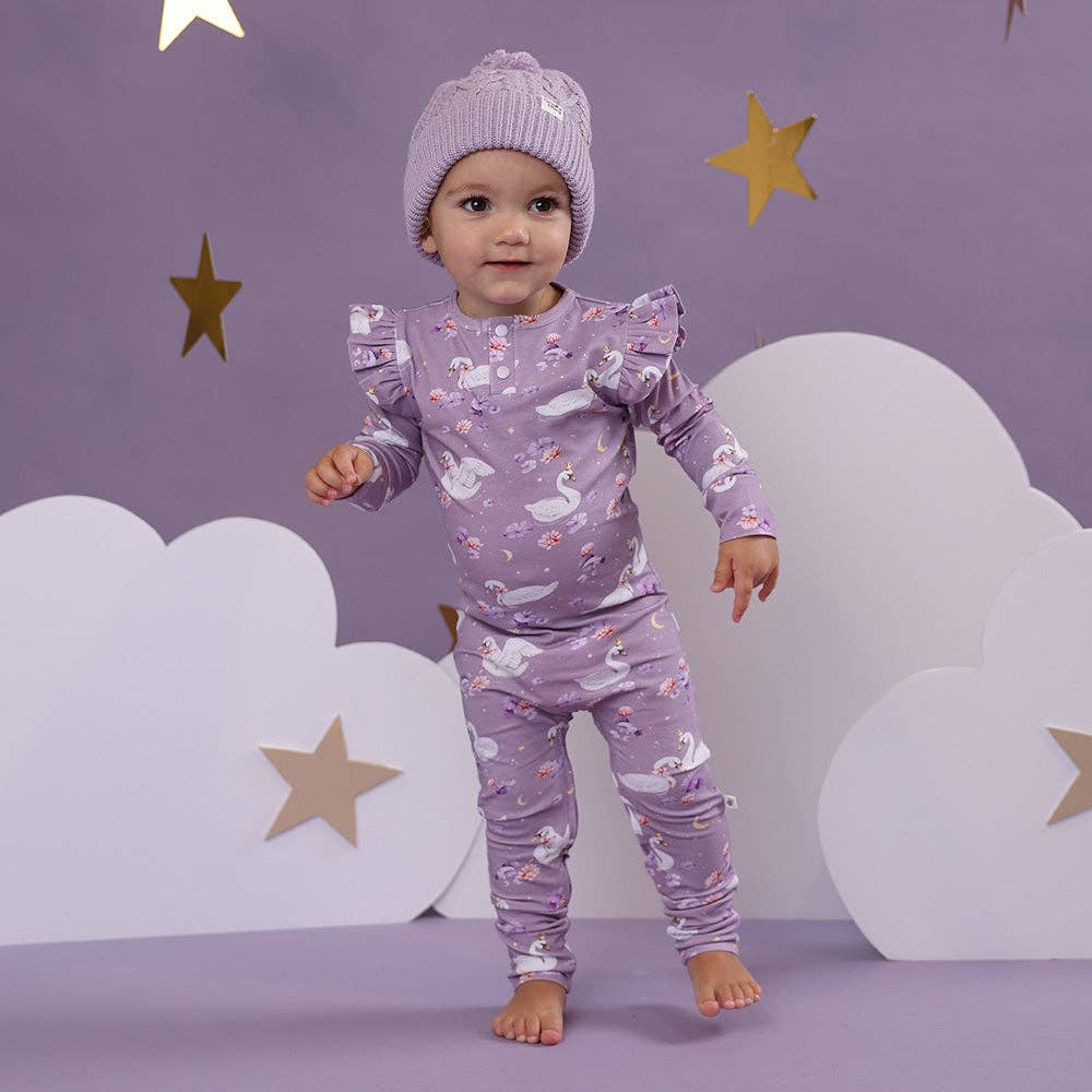 Snuggle Hunny - Swan Lake Organic Growsuit with Frill