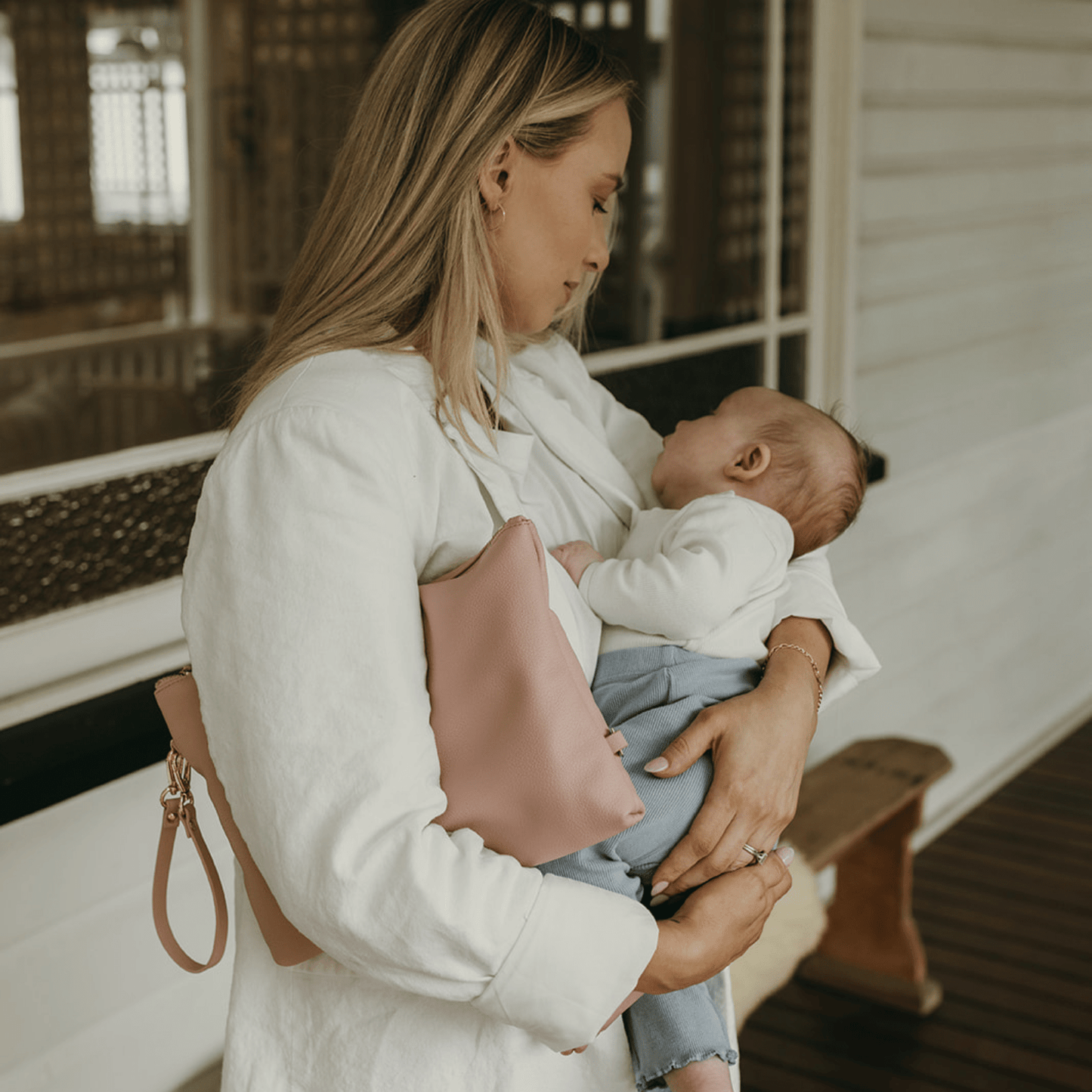 OiOi - Nappy Changing Pouch - Pink Vegan Leather