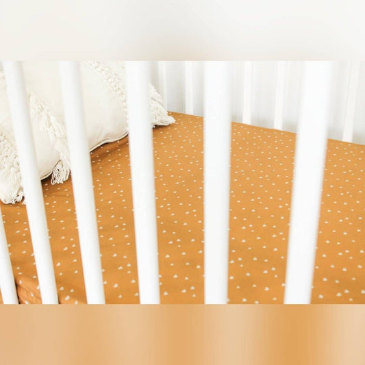 Mustard Hearts Cot Sheet