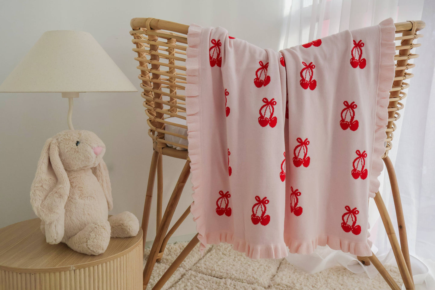 Petite + Co - FRILL CHERRY BOW BLANKET | REVERSIBLE