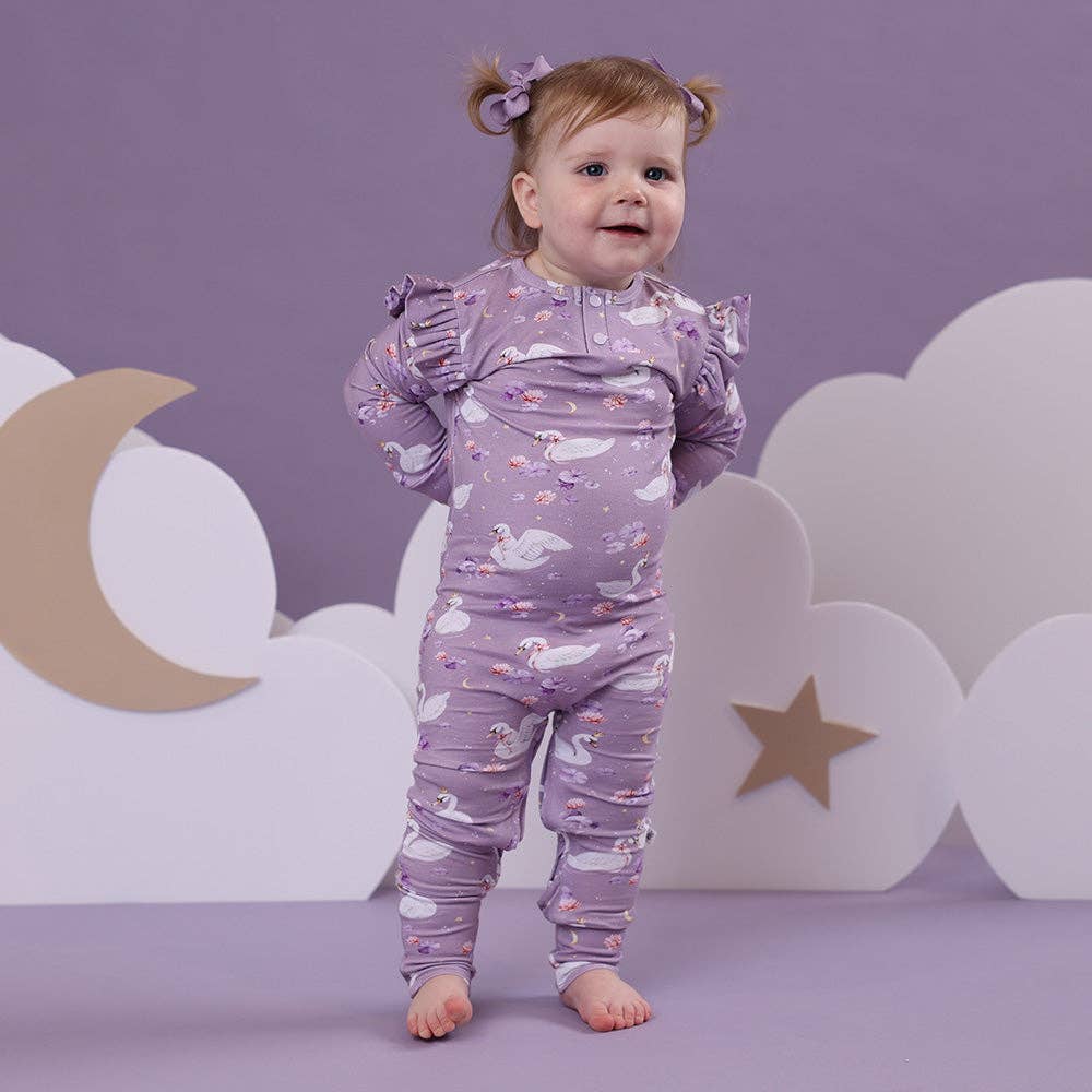 Snuggle Hunny - Swan Lake Organic Growsuit with Frill