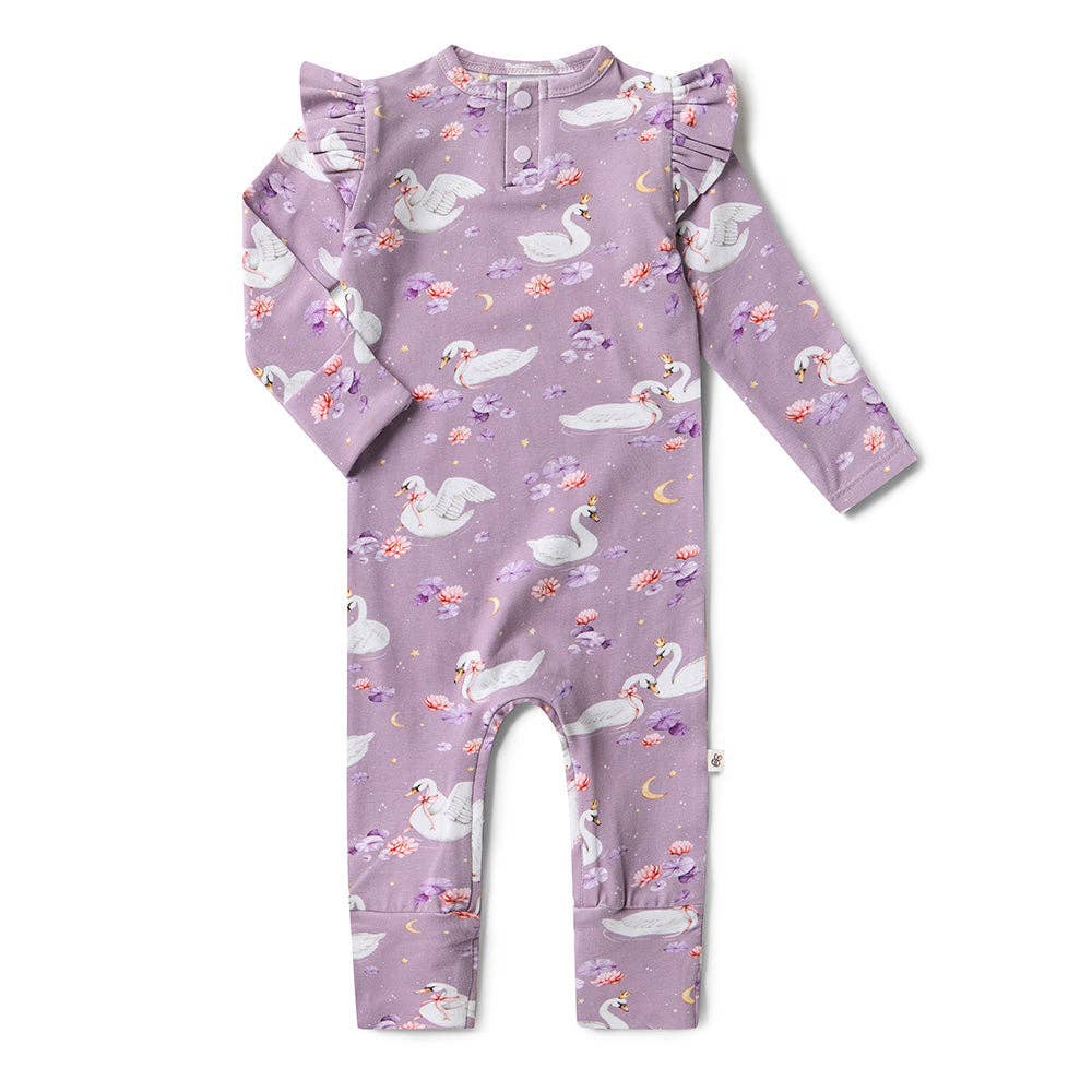 Snuggle Hunny - Swan Lake Organic Growsuit with Frill