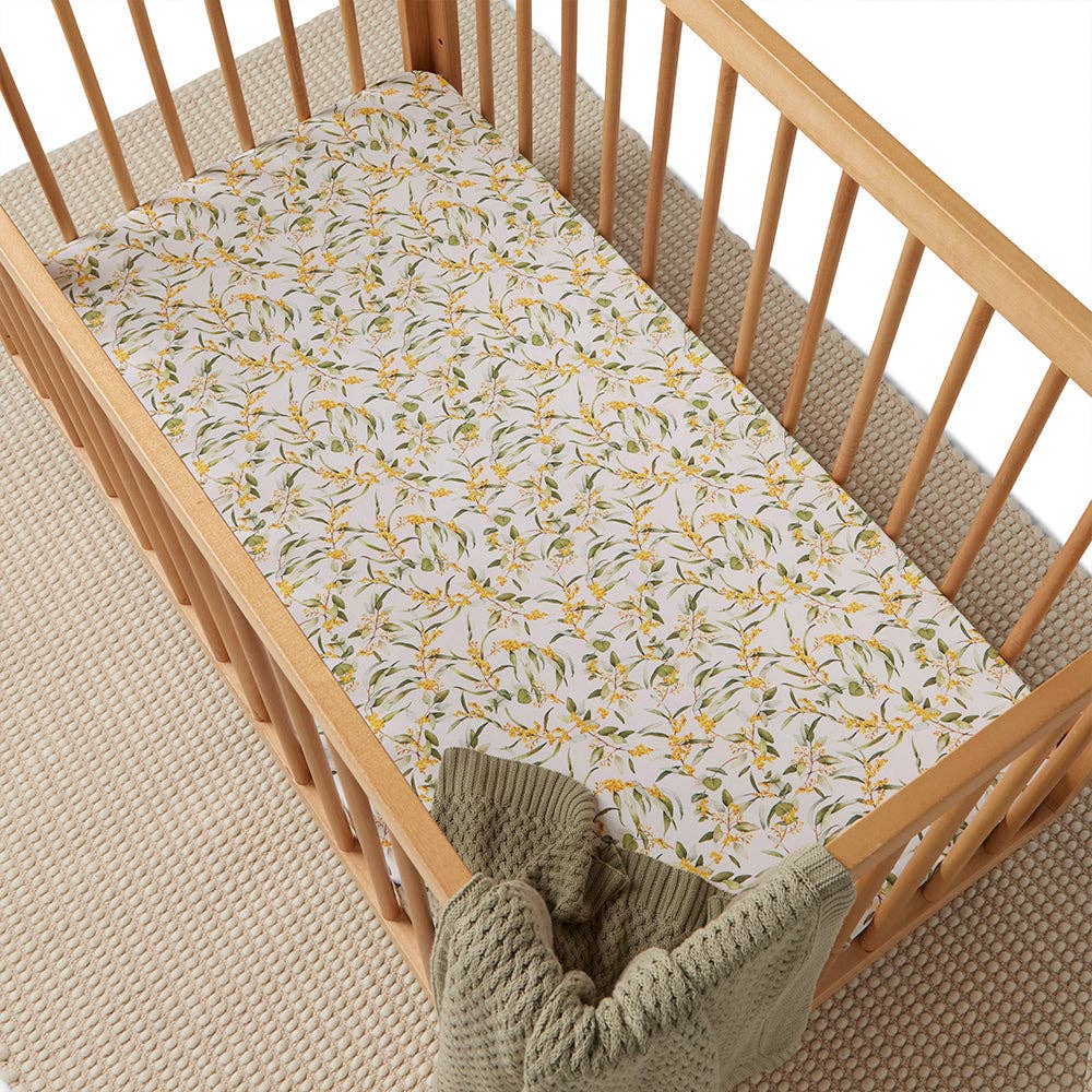 Snuggle Hunny - Golden Wattle Organic Fitted Cot Sheet