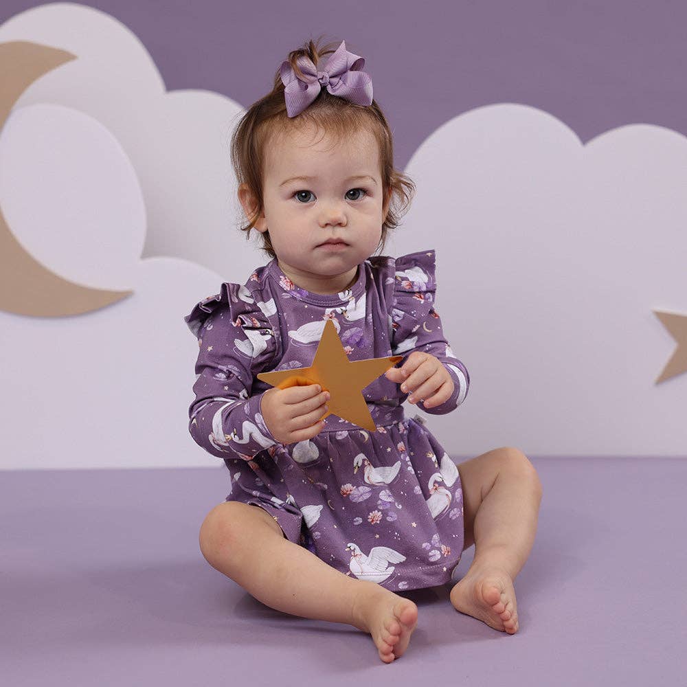 Snuggle Hunny - Midnight Swan Long Sleeve Organic Dress