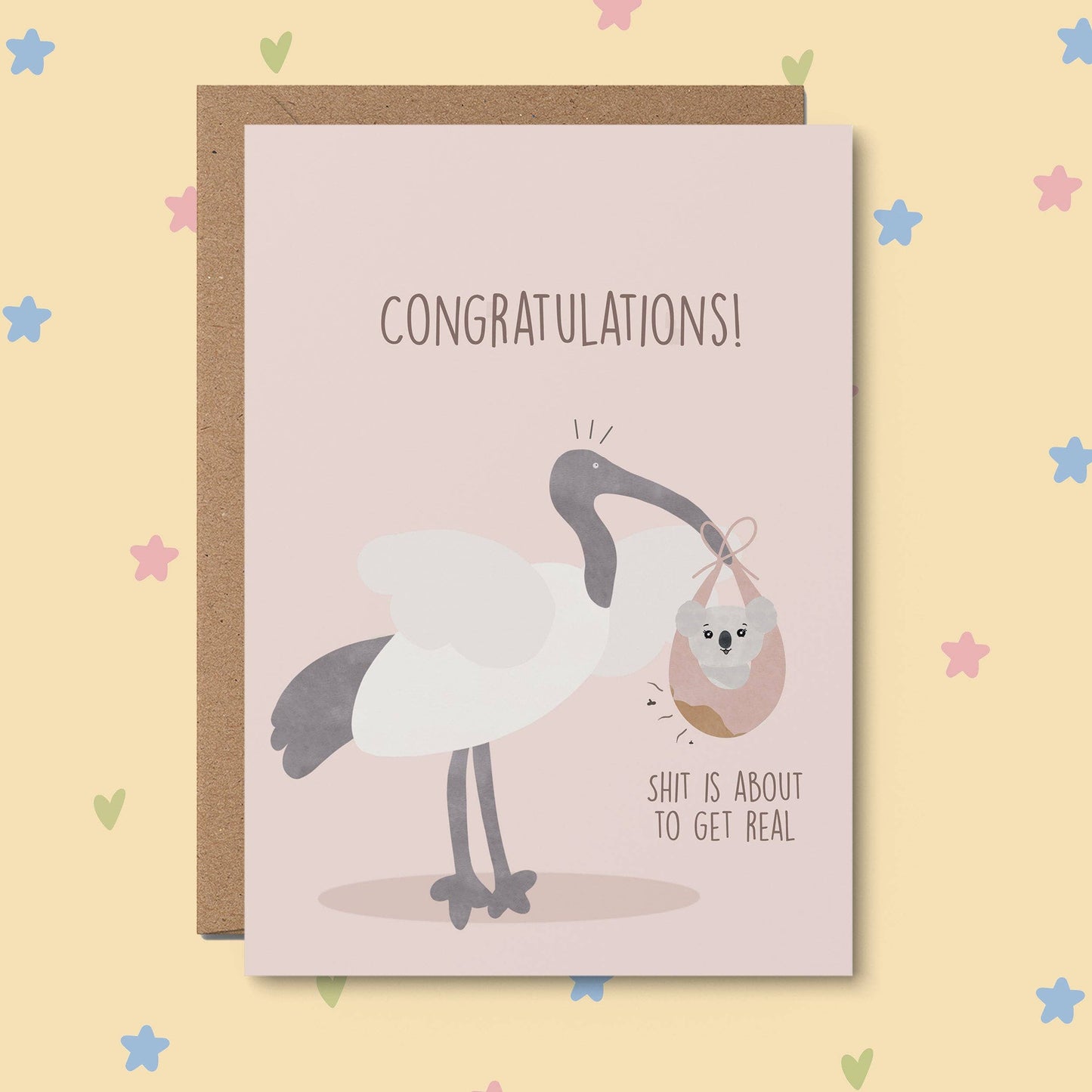 From Rosalie - Sh**s about to get real: Funny baby shower card pink