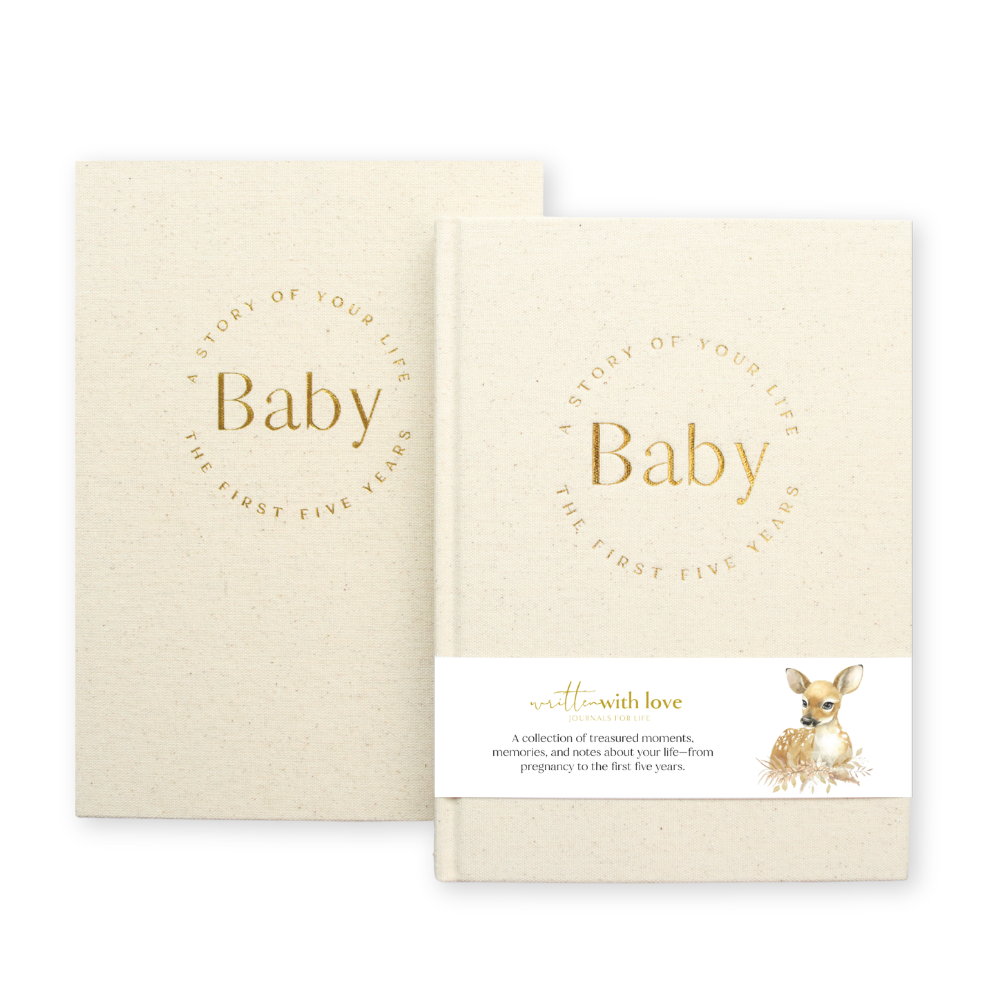Written With Love - Baby Memory Book with Keepsake Box - Oatmeal