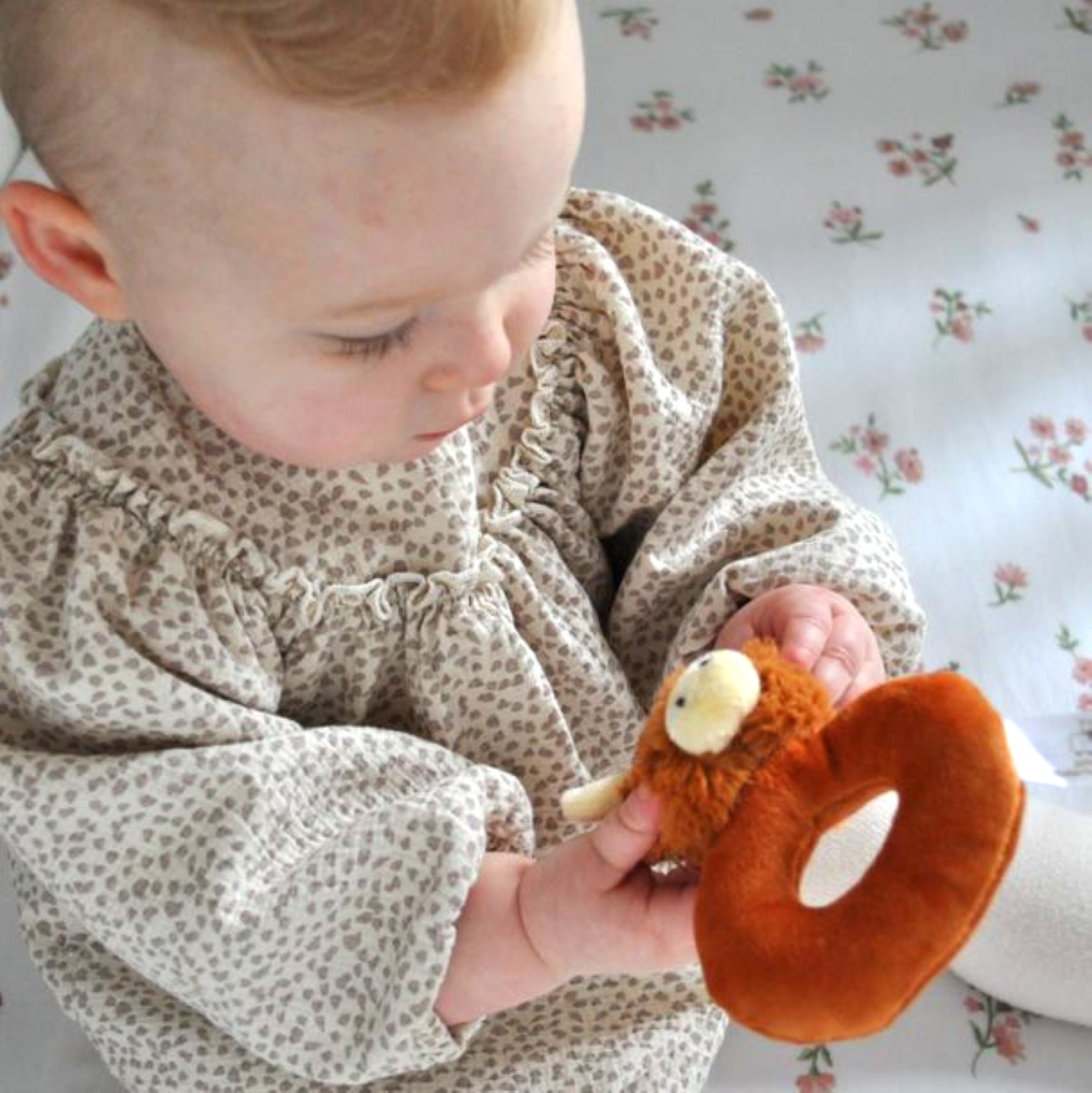 Horny Highland Brown Cow Baby Plush Rattle - 10CM