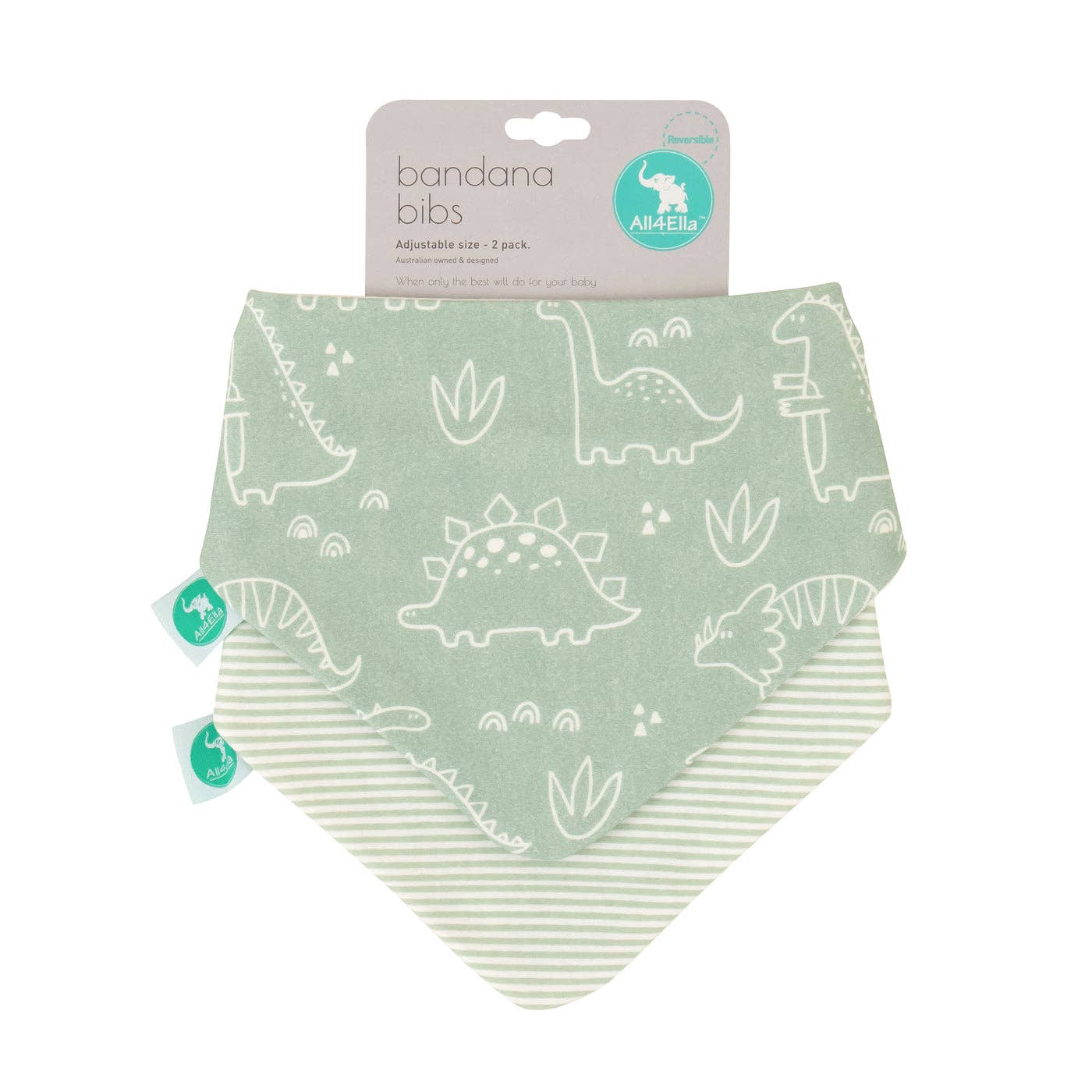 Bandana Bibs 2pk - Sage Dino: Sage Dino