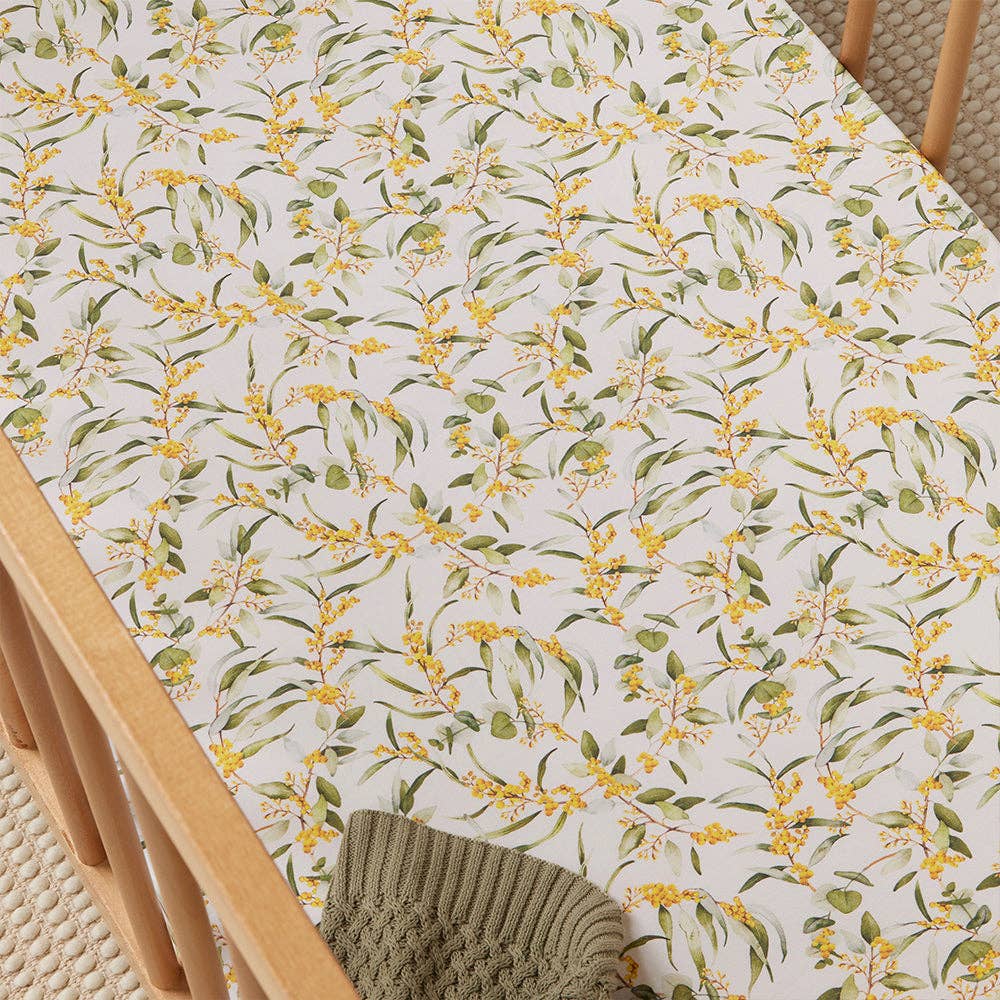 Snuggle Hunny - Golden Wattle Organic Fitted Cot Sheet