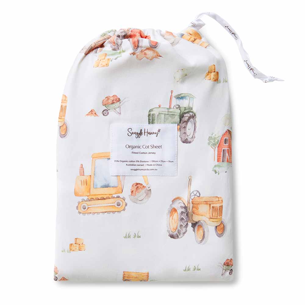 Snuggle Hunny - Diggers Organic Fitted Cot Sheet