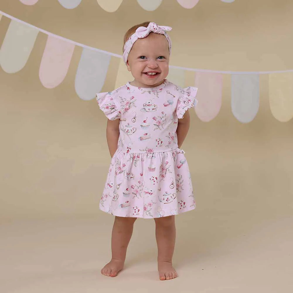 Snuggle Hunny - Alice's Tea Party Short Sleeve Organic Dress
