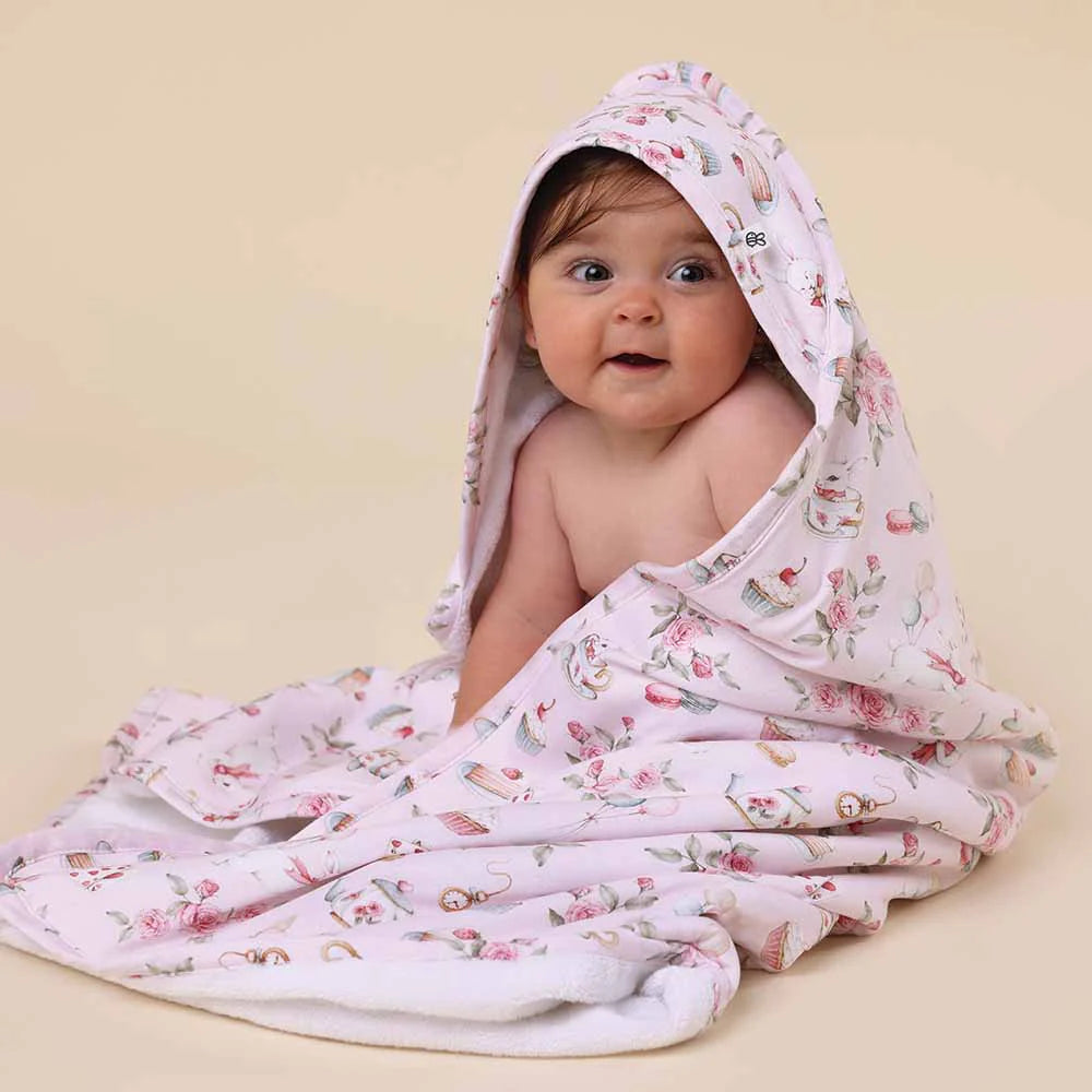Snuggle Hunny - Alice's Tea Party Organic Hooded Baby Towel