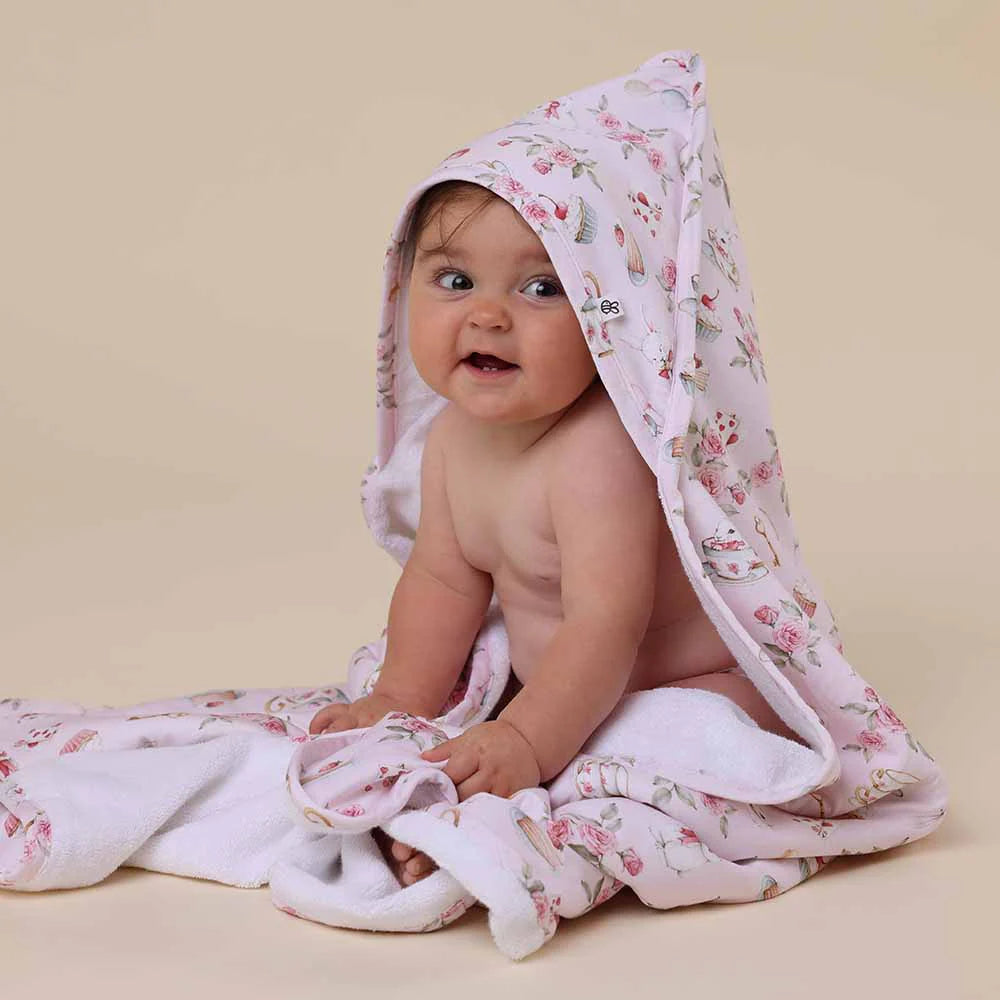 Snuggle Hunny - Alice's Tea Party Organic Hooded Baby Towel