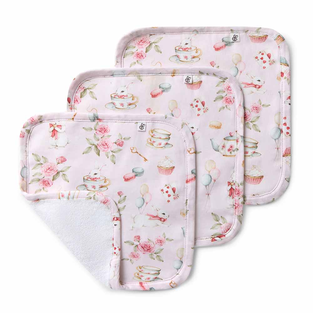 Snuggle Hunny - Alice’s Tea Party Organic Wash Cloths - 3 Pack