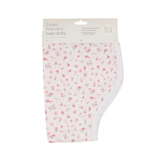 All4Ella - Burp Cloth 2pk - Pink Petals