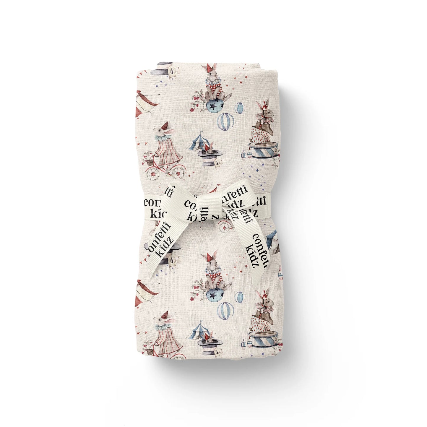 Confetti Kidz - Circus Bunnies Organic Muslin Swaddle