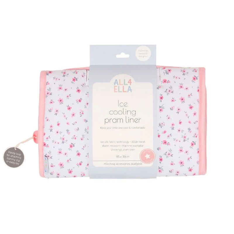 All4Ella - Ice Cooling Pram Liner - Pink Petals