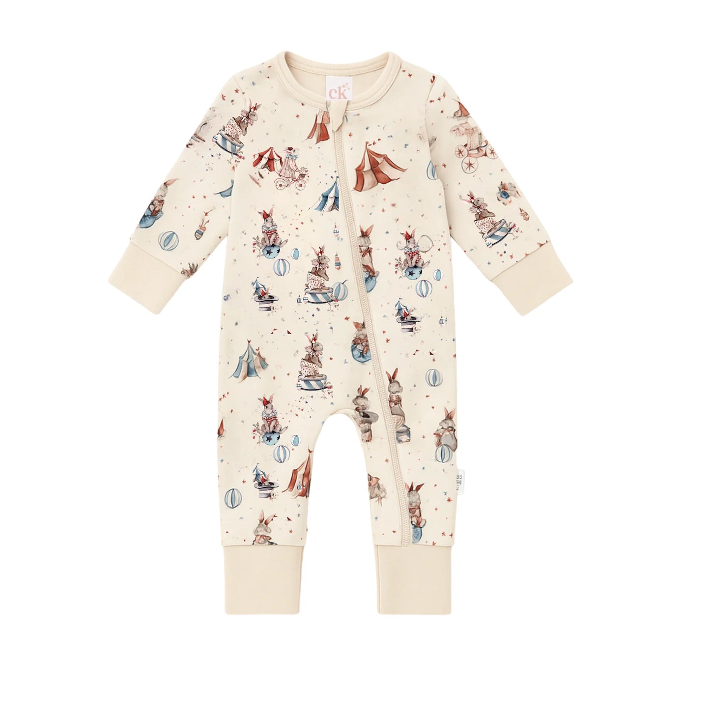 Confetti Kidz - Circus Bunnies Bamboo Zipsuit