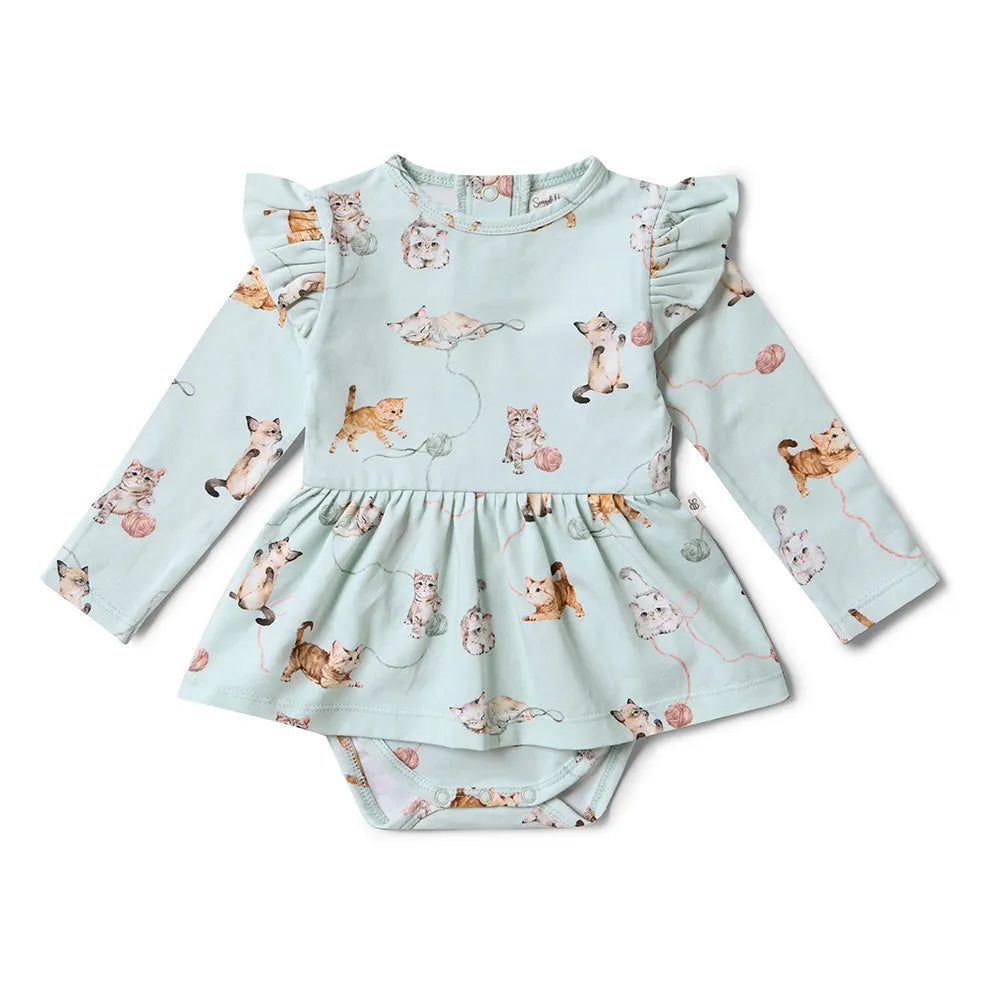 Kittens Long Sleeve Organic Dress