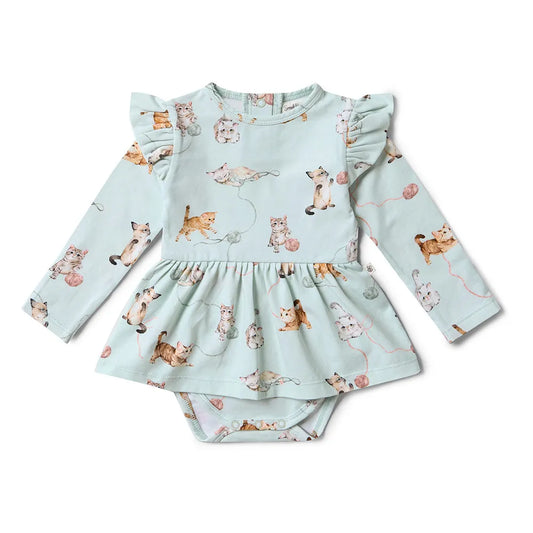 Kittens Long Sleeve Organic Dress