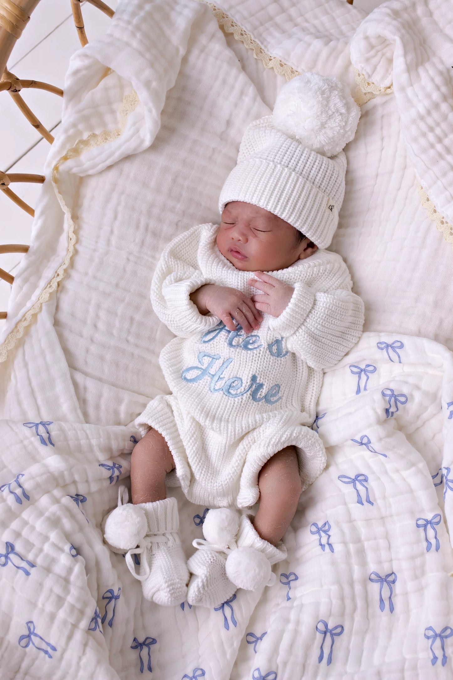 Confetti Kidz - He's Here Chunky Knit Romper Snow