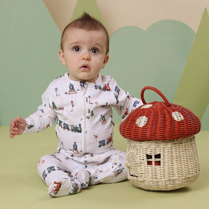 Trains Zip Foot Snuggle Sleepsuit