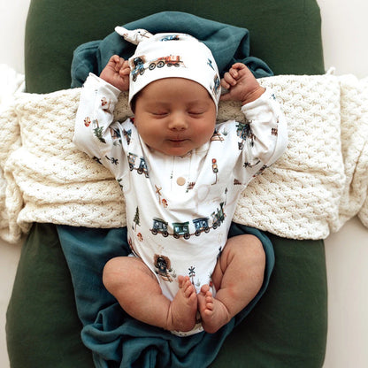 Trains L/S Organic Bodysuit