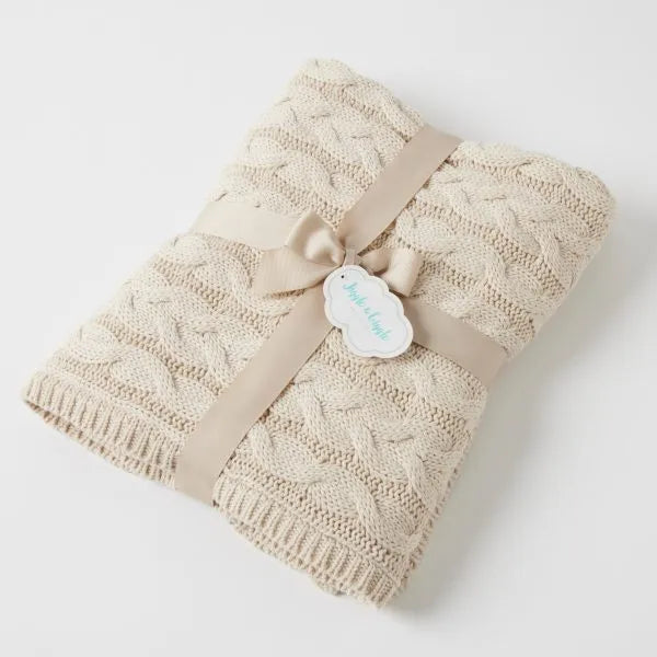 Aurora Cable Knit Blanket Oatmeal