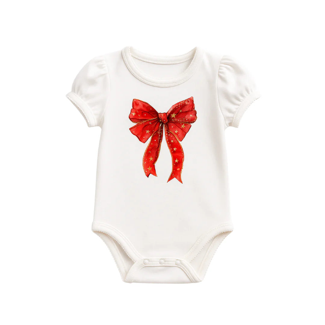 Confetti Kidz - Ruby Star Coquette Bow Bamboo Bodysuit