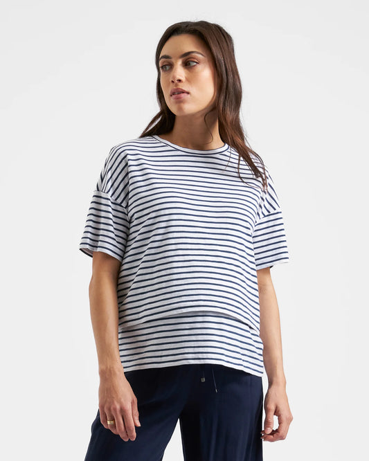 Claudette Nursing Tee White/ink