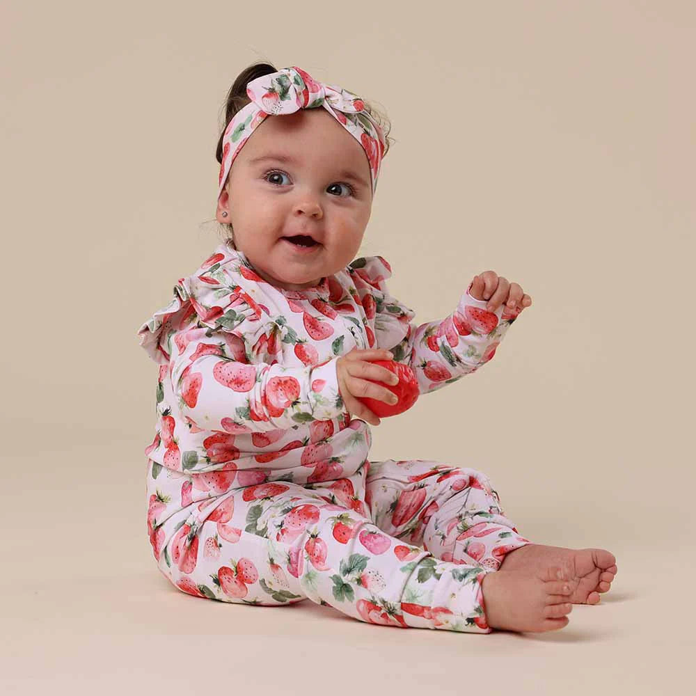 Snuggle Hunny - Strawberry Organic Snugglesuit Convertible Romper