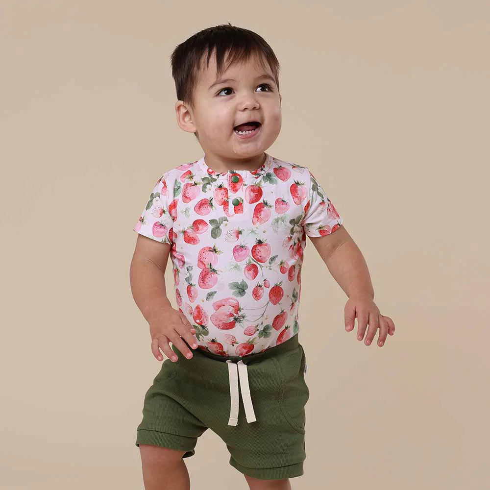 Strawberry Short Sleeve Organic Bodysuit