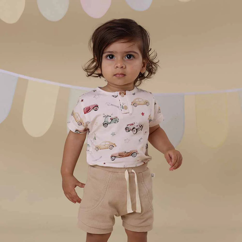 Snuggle Hunny - Vintage Cars Short Sleeve Organic Bodysuit