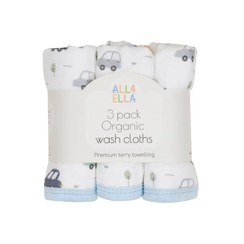 All4Ella - Wash Cloths 3pk - Beep Beep