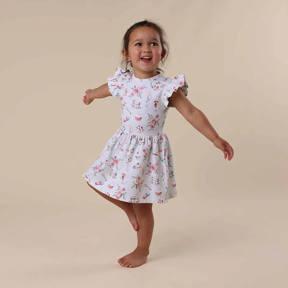 Snuggle Hunny - White Rabbit Short Sleeve Organic Dress