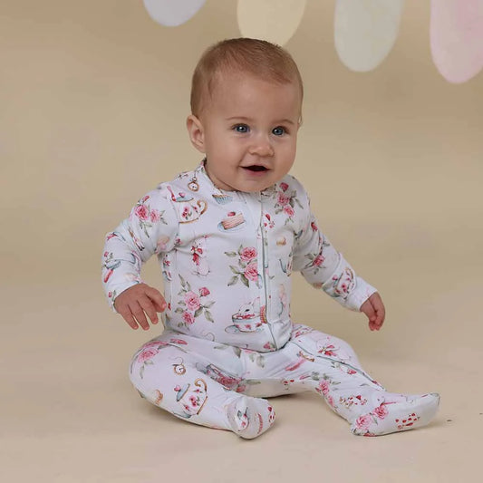 Snuggle Hunny - White Rabbit Organic Snuggle Sleepsuit Zip Footie