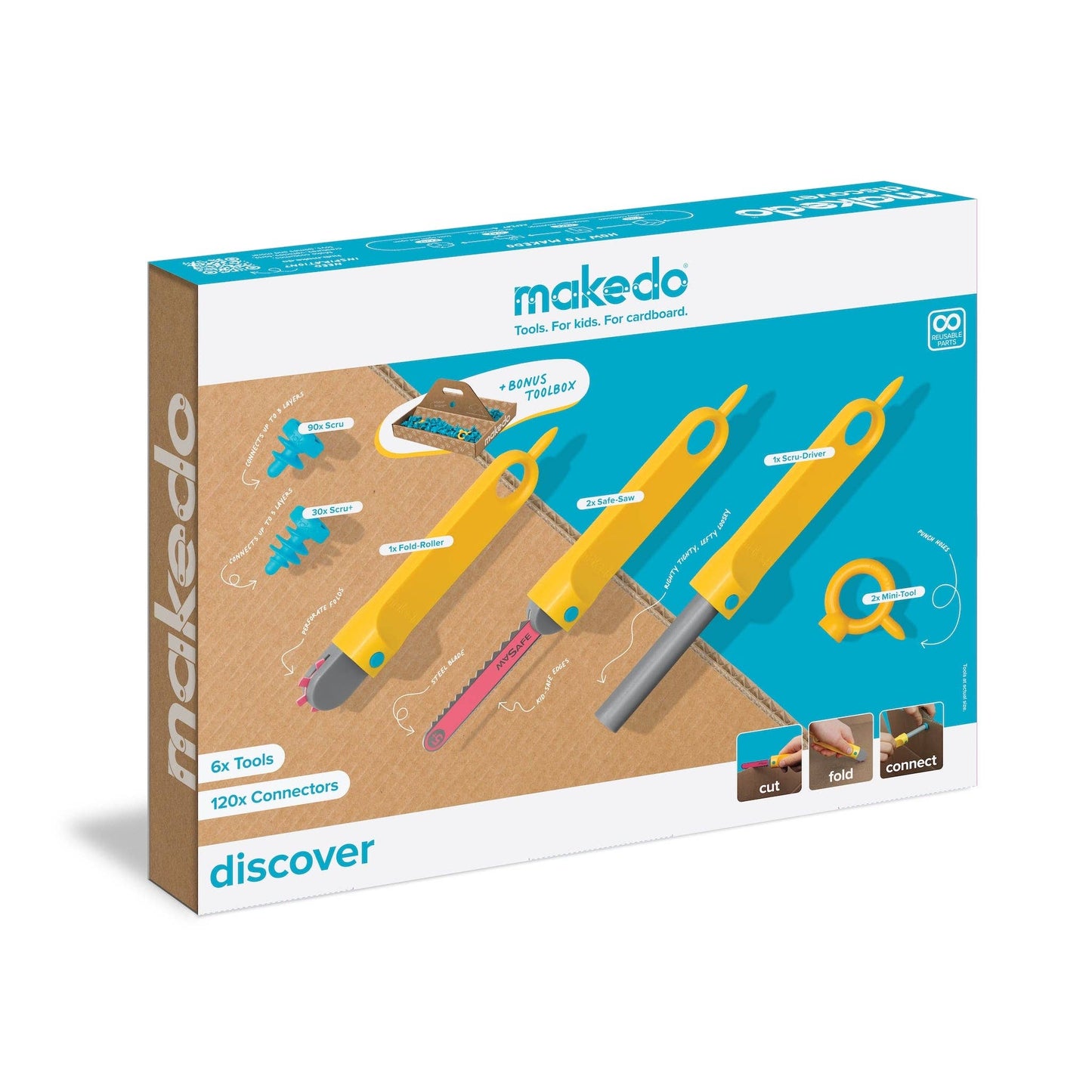 Makedo Australia - Discover Kit | Makedo Cardboard Construction for 2-5 Makers