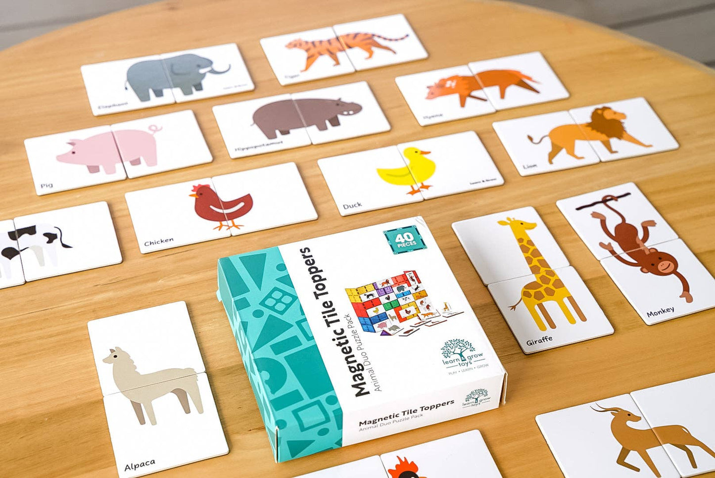 Learn and Grow Toys - Learn & Grow Magnetic Tile Topper - Duo Animal Puzzle Pack