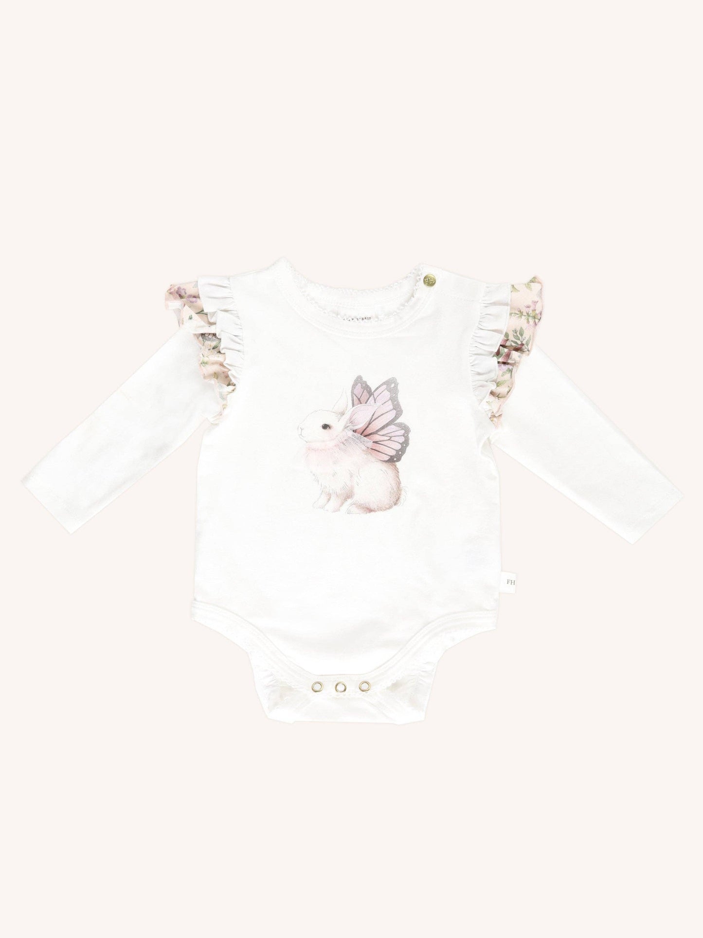 'Flutterbunny' Delightful Frill Bodysuit - Snow