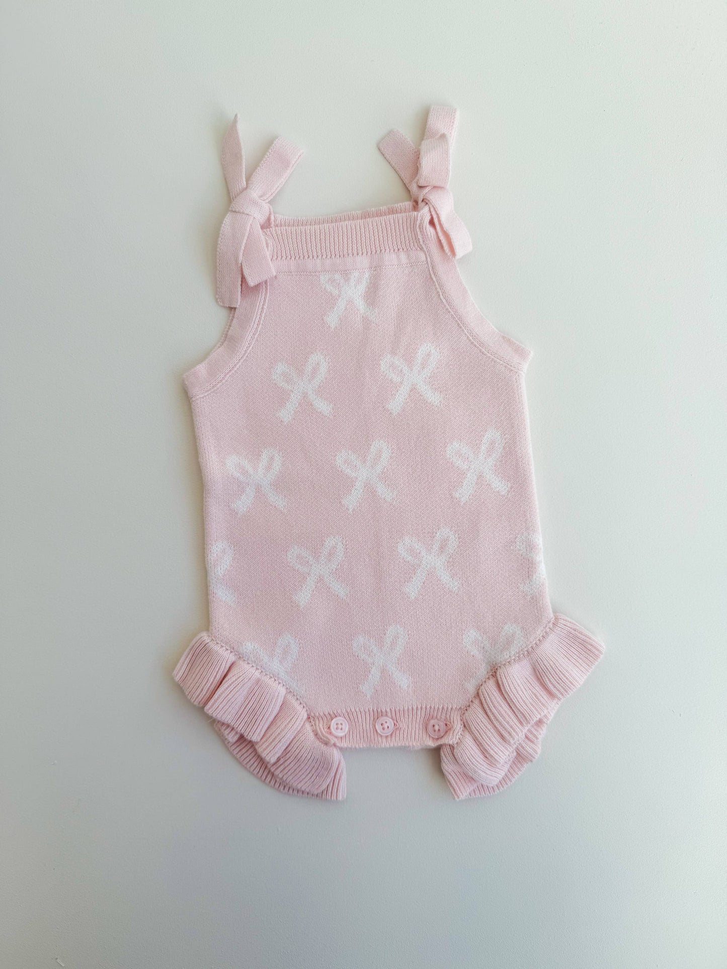 Petite + Co - SUMMER BOW FRILL ROMPER | BABY PINK