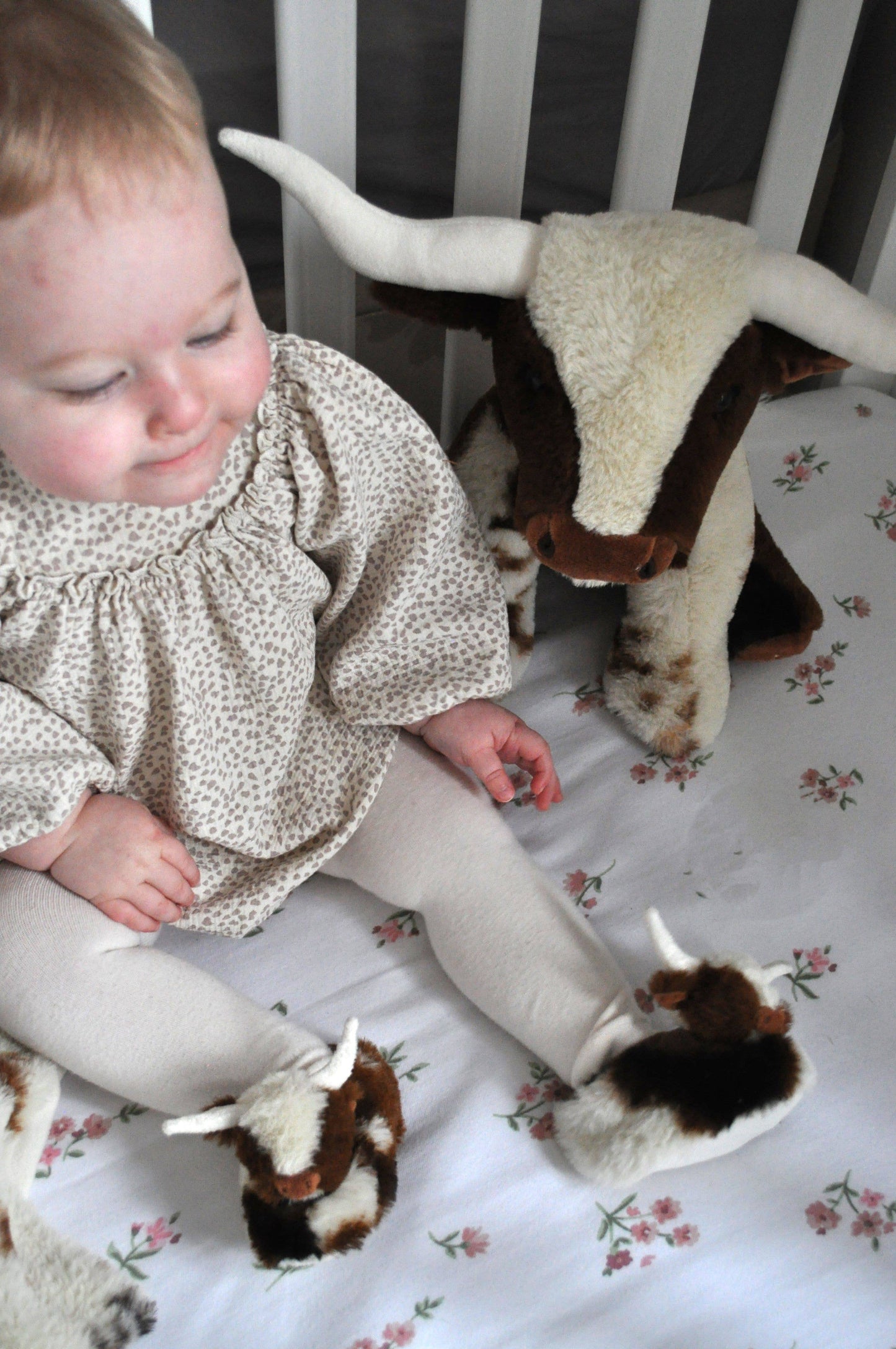 Texas Longhorn Highland Cow Plush Baby Slippers House Shoes