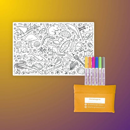 Little Change Creators - G’DAY! Pocket Reusable Colouring In Set | Australian Gift