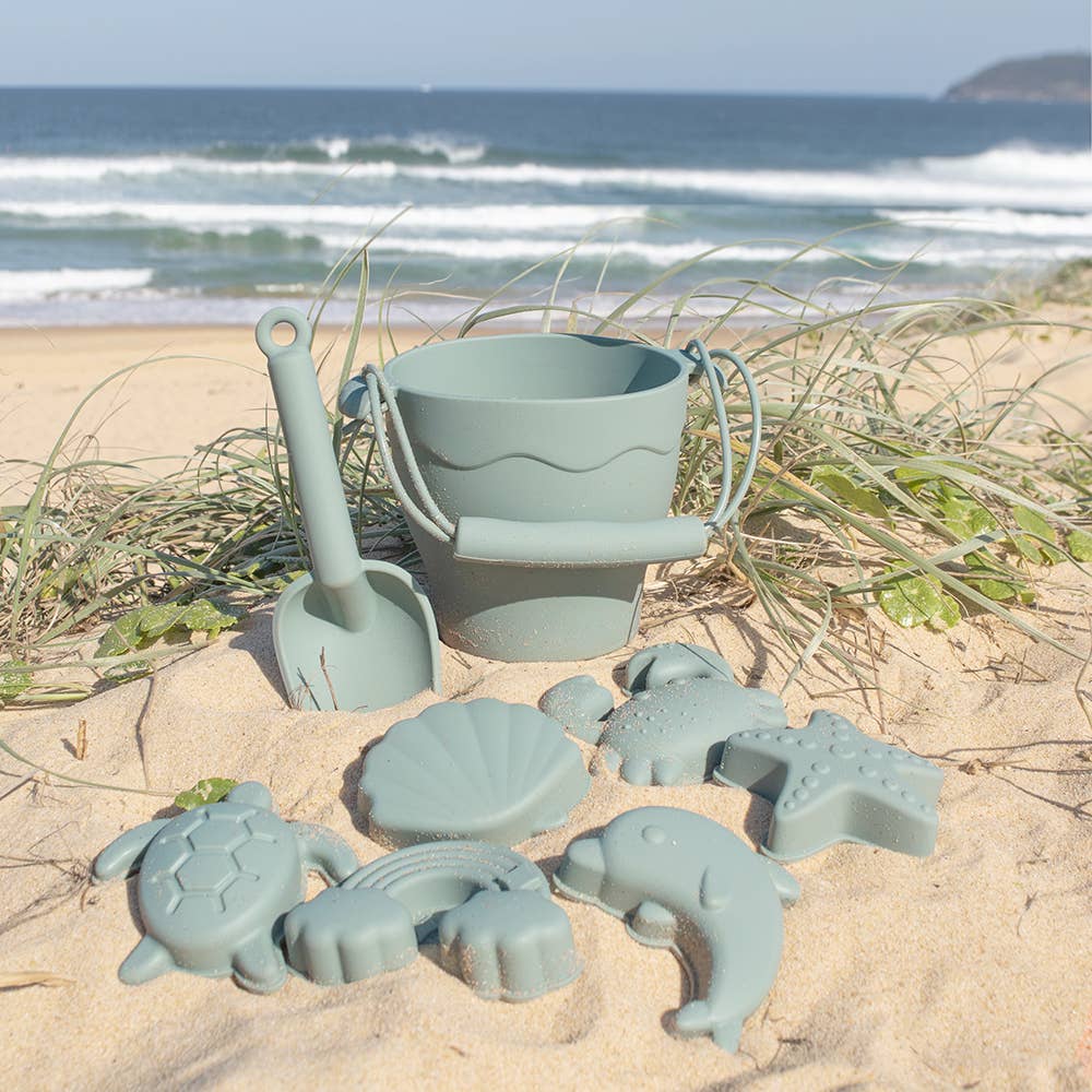 Living Textiles - Silicone 8pc Bucket & Spade Set - Sage