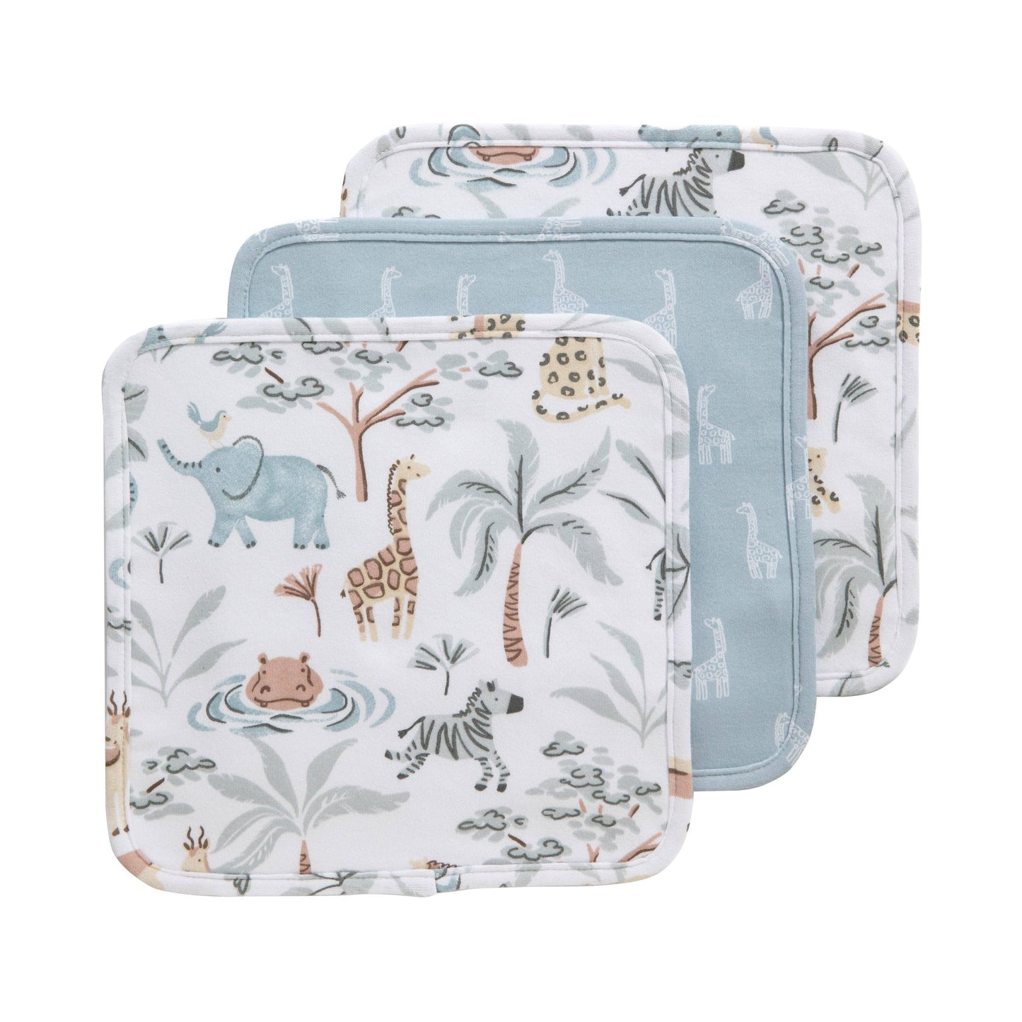 Living Textiles - 3 Pack Wash Cloths - Wild Safari